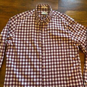 J.Crew Men’s Classic Fit Button-Up Shirt – Size Medium – Maroon Checkered